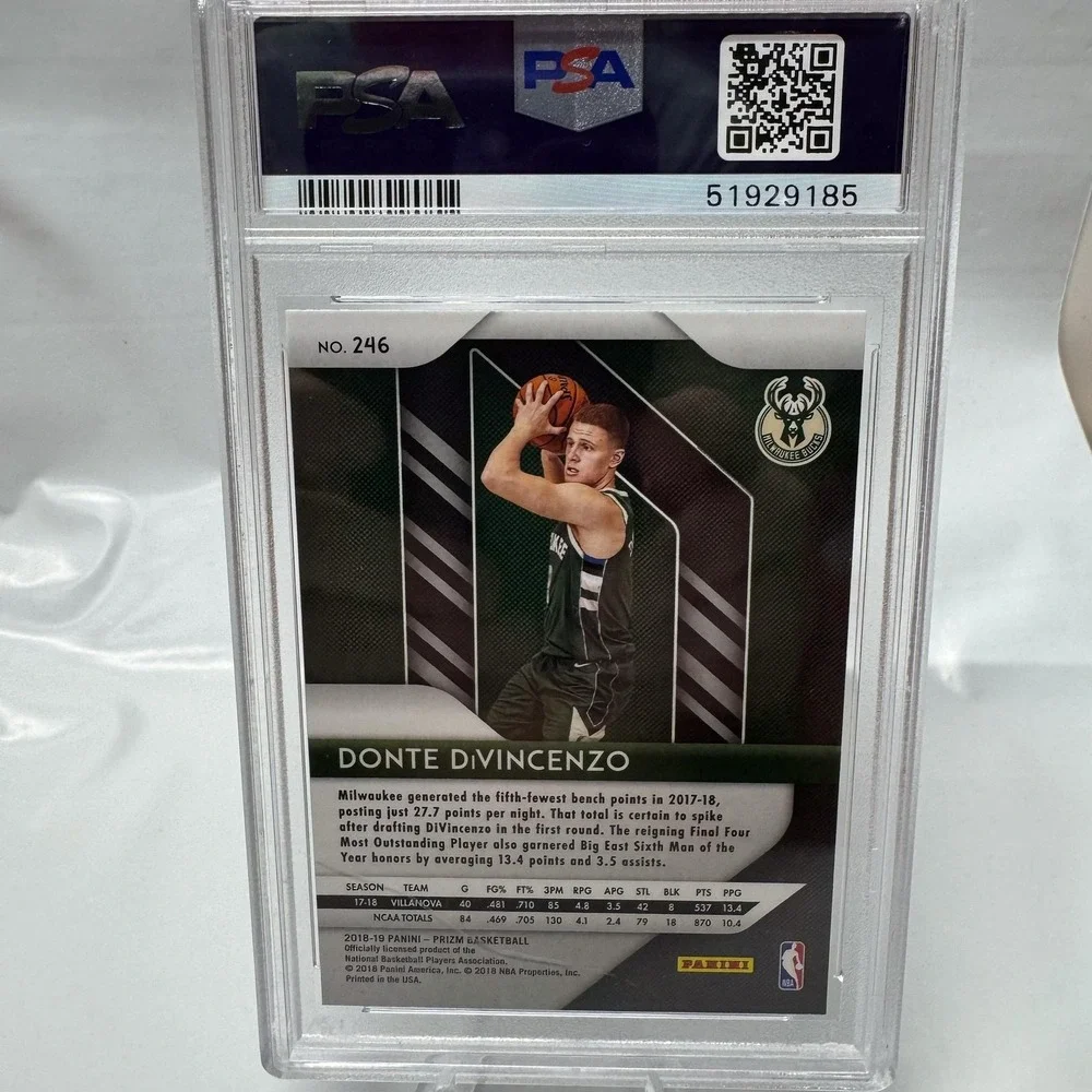 Donte DiVincenzo RC 2018-19 Panini Prizm PSA 10 GEM MT #246 NBA Bucks Card